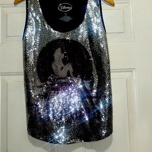 Disney Size L Silver Sequin Little Mermaid Tank Top! Adorable